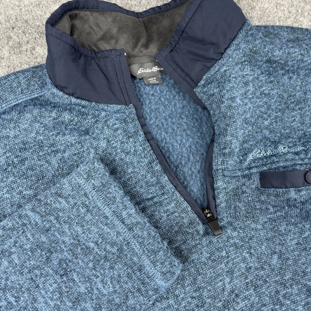 Eddie‎ Bauer Fleece Pullover Mens 2XL Blue 1/4 Zip Sweater Jacket Casual Outdoor